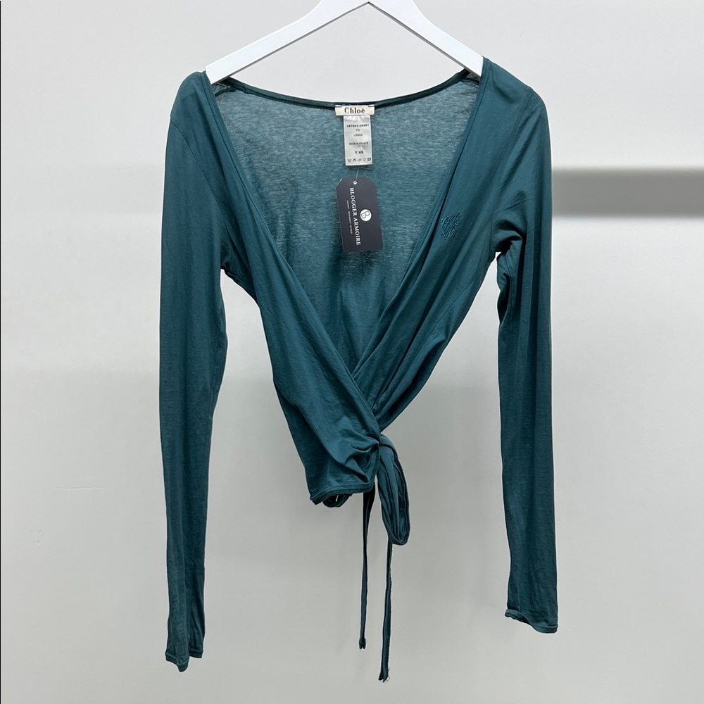 Chloe Teal Long Sleeve Wrap Top